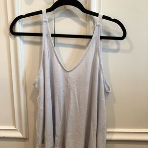 White Free People Double V-Neck Tank